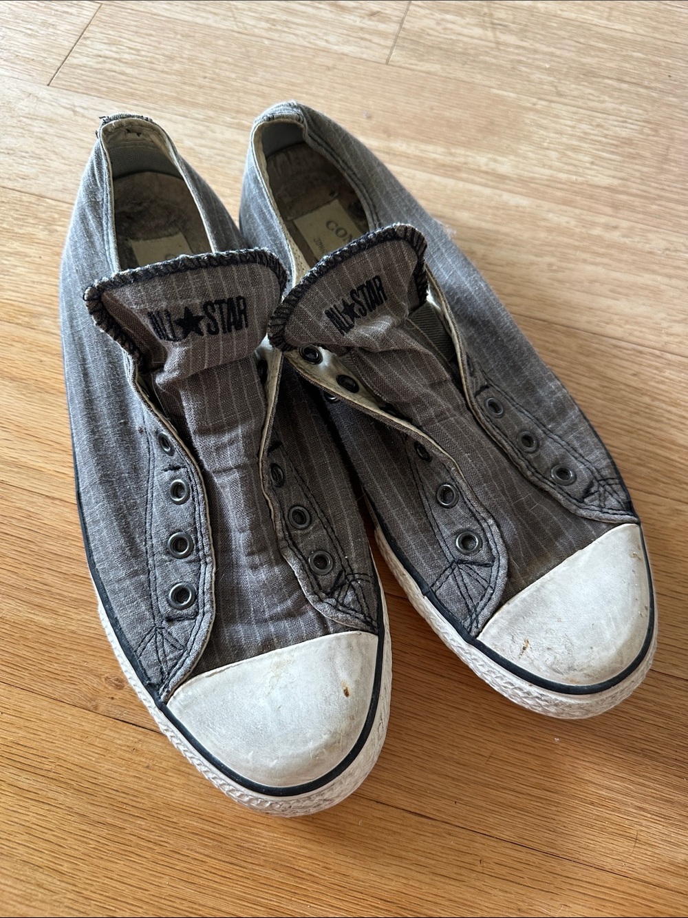 John Varvatos Gray Pinstripe Slip-On Sneakers